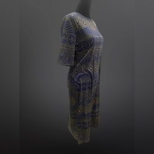 LuLaRoe Julia Dress - Navy and Gold